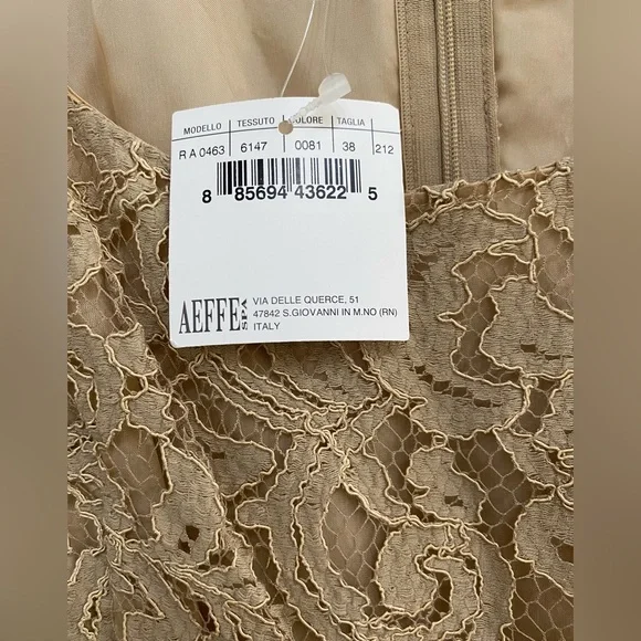 Moschino Cheap and Chic Lace Taupe Empire Waist with Bow Knee Length Dress SM - Picture 8 of 9